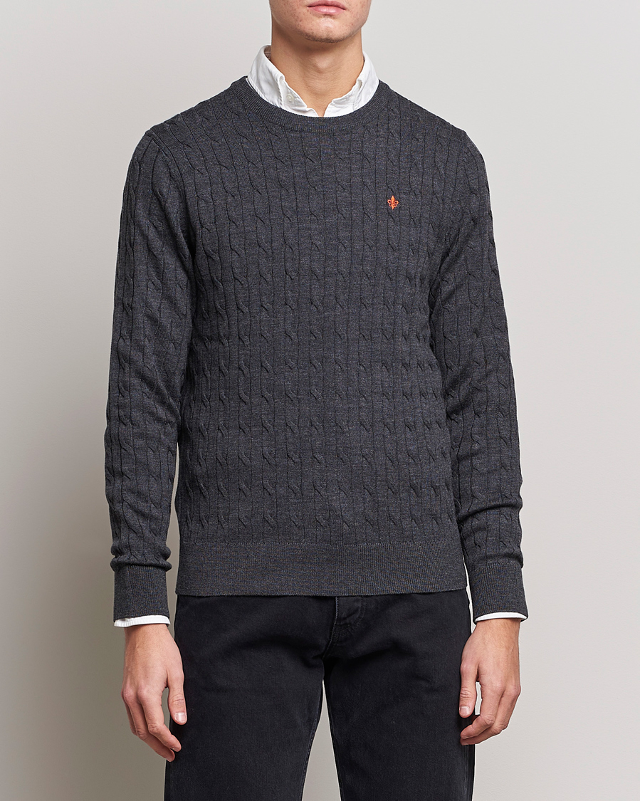 Heren | Morris | Morris | Merino Cable O-Neck Grey