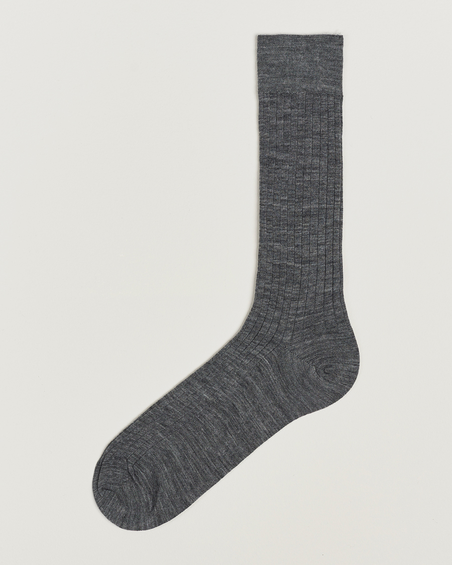Heren | Ondergoed | Bresciani | Wool/Nylon Ribbed Short Socks Medium Grey