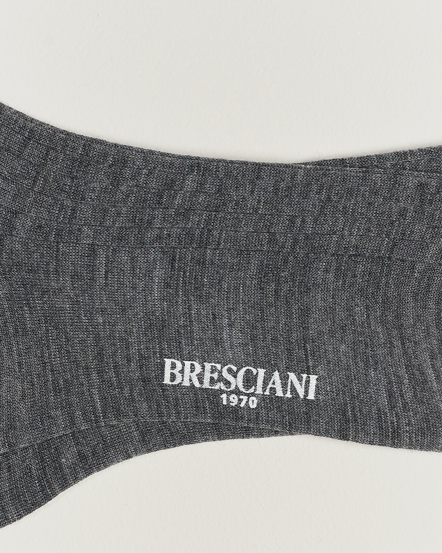Heren | Alledaagse sokken | Bresciani | Wool/Nylon Ribbed Short Socks Medium Grey