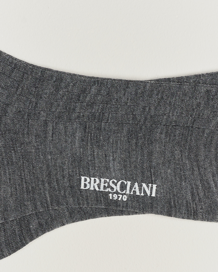 Heren | Afdelingen | Bresciani | Wool/Nylon Ribbed Short Socks Medium Grey