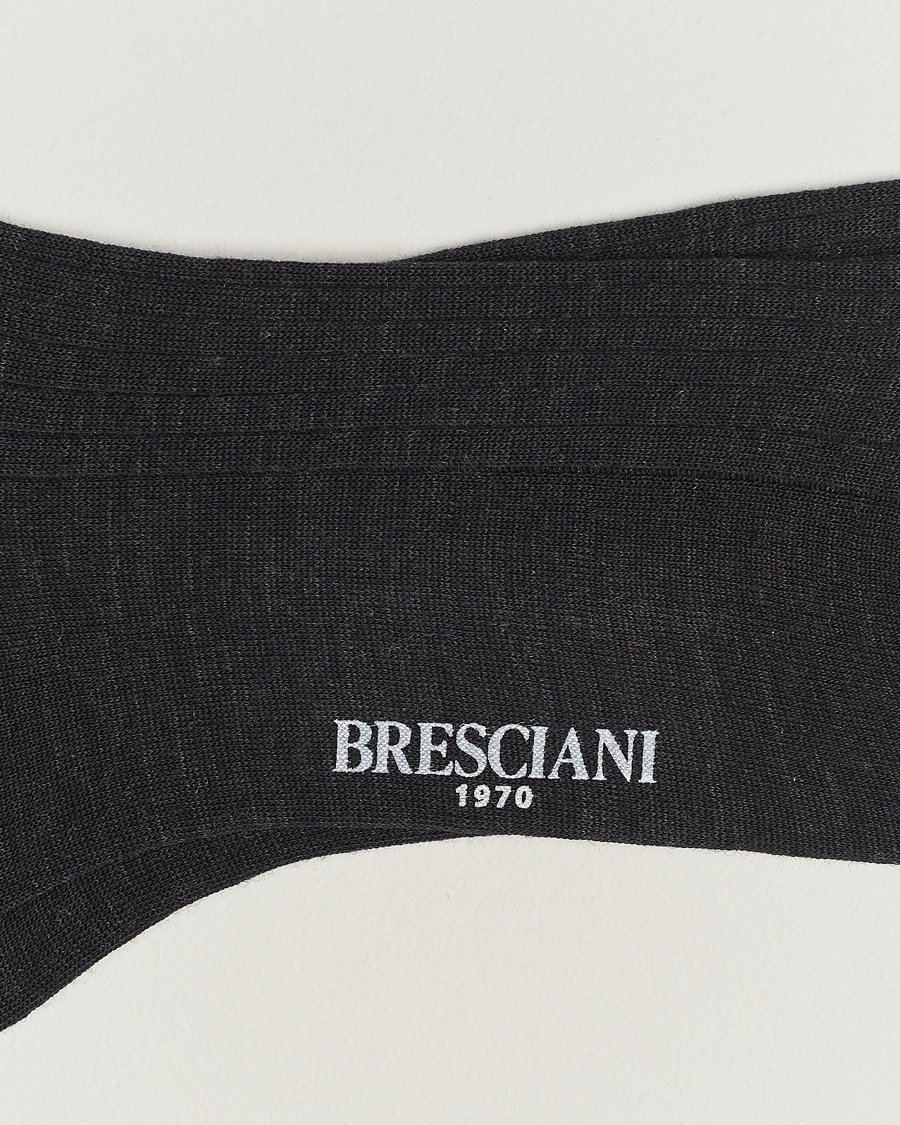 Heren | Merina wol sokken | Bresciani | Wool/Nylon Ribbed Short Socks Anthracite