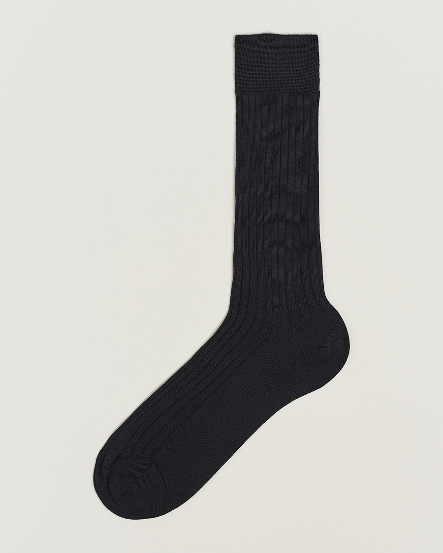 Heren | Ondergoed | Bresciani | Wool/Nylon Ribbed Short Socks Black
