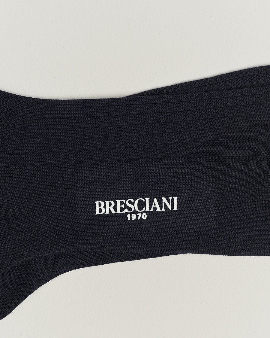 Heren | Alledaagse sokken | Bresciani | Wool/Nylon Ribbed Short Socks Navy