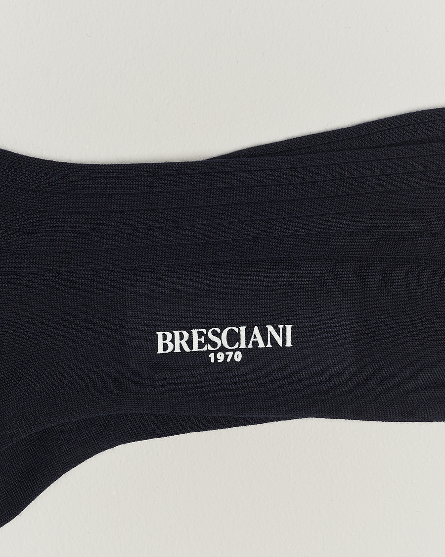 Heren | Afdelingen | Bresciani | Wool/Nylon Ribbed Short Socks Navy