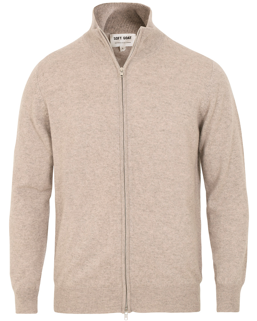 Heren | Truien | Soft Goat | Cashmere Full-zip Light Taupe