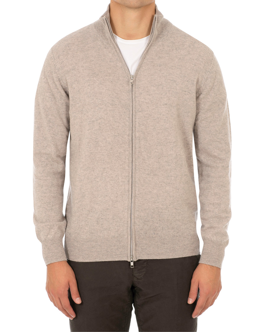 Heren | Truien | Soft Goat | Cashmere Full-zip Light Taupe