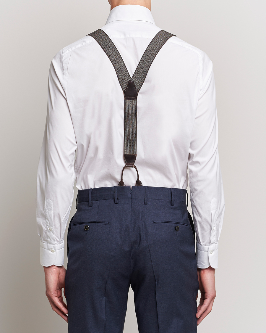 Heren | Albert Thurston Elastic Herringbone Braces 35mm Brown | Albert Thurston | Elastic Herringbone Braces 35mm Brown