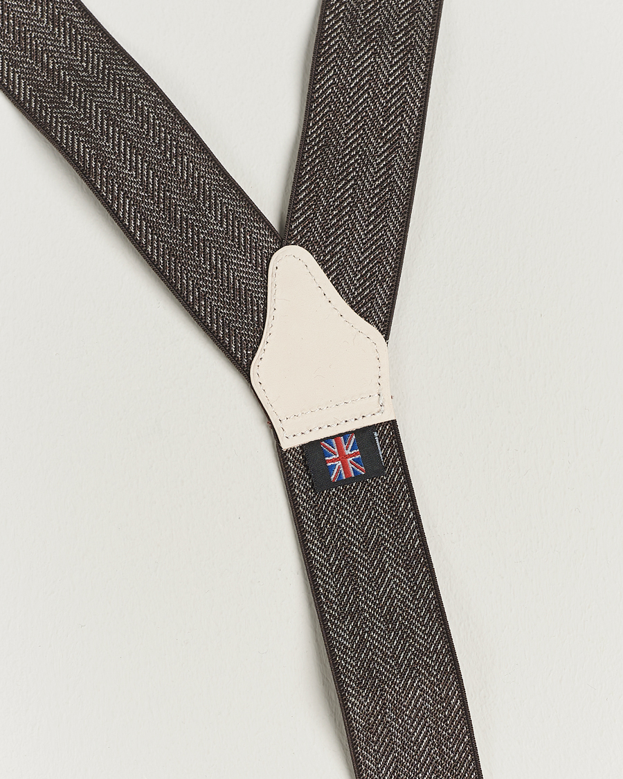 Heren | Albert Thurston Elastic Herringbone Braces 35mm Brown | Albert Thurston | Elastic Herringbone Braces 35mm Brown