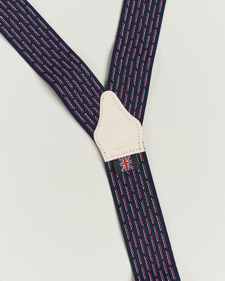 Heren | Albert Thurston Elastic Dot Braces 35mm Blue | Albert Thurston | Elastic Dot Braces 35mm Blue