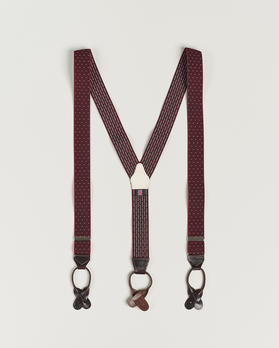 Heren | Albert Thurston Elastic Dot Braces 35mm Wine | Albert Thurston | Elastic Dot Braces 35mm Wine