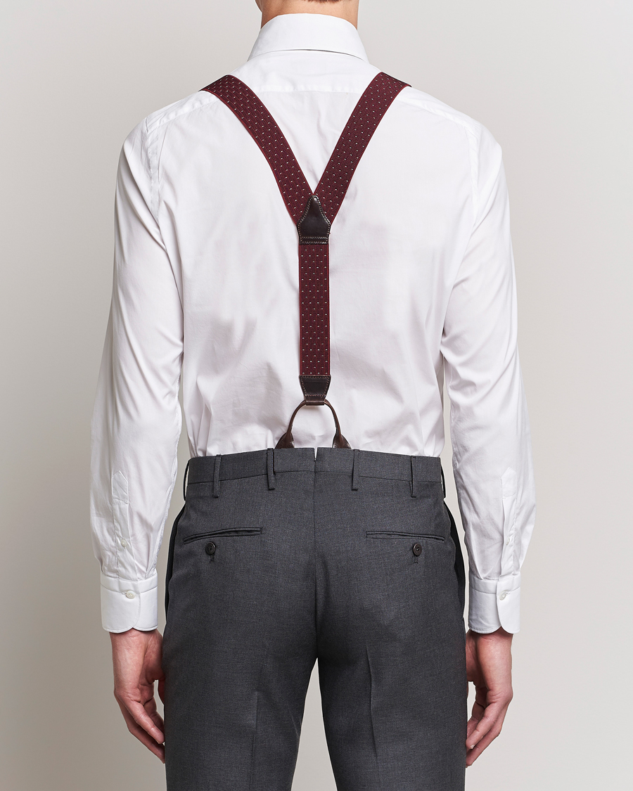 Heren | Albert Thurston Elastic Dot Braces 35mm Wine | Albert Thurston | Elastic Dot Braces 35mm Wine