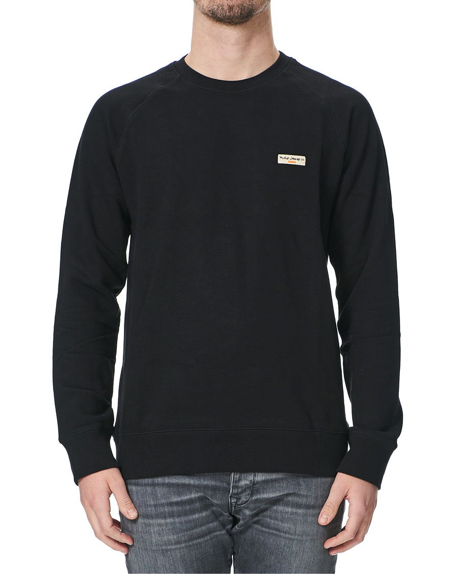 Heren | Truien | Nudie Jeans | Samuel Logo Crew Neck Sweatshirt Black