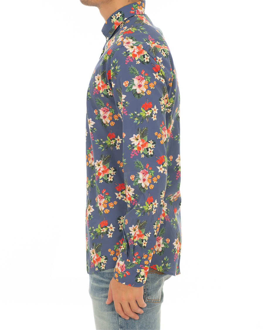 Heren | Overhemden | Morris | Dan Button Down Flower Shirt Blue