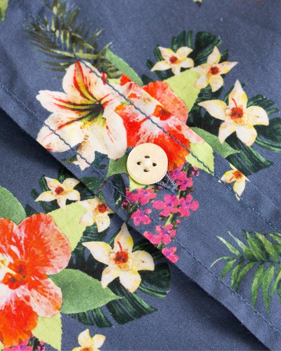 Heren | Overhemden | Morris | Dan Button Down Flower Shirt Blue