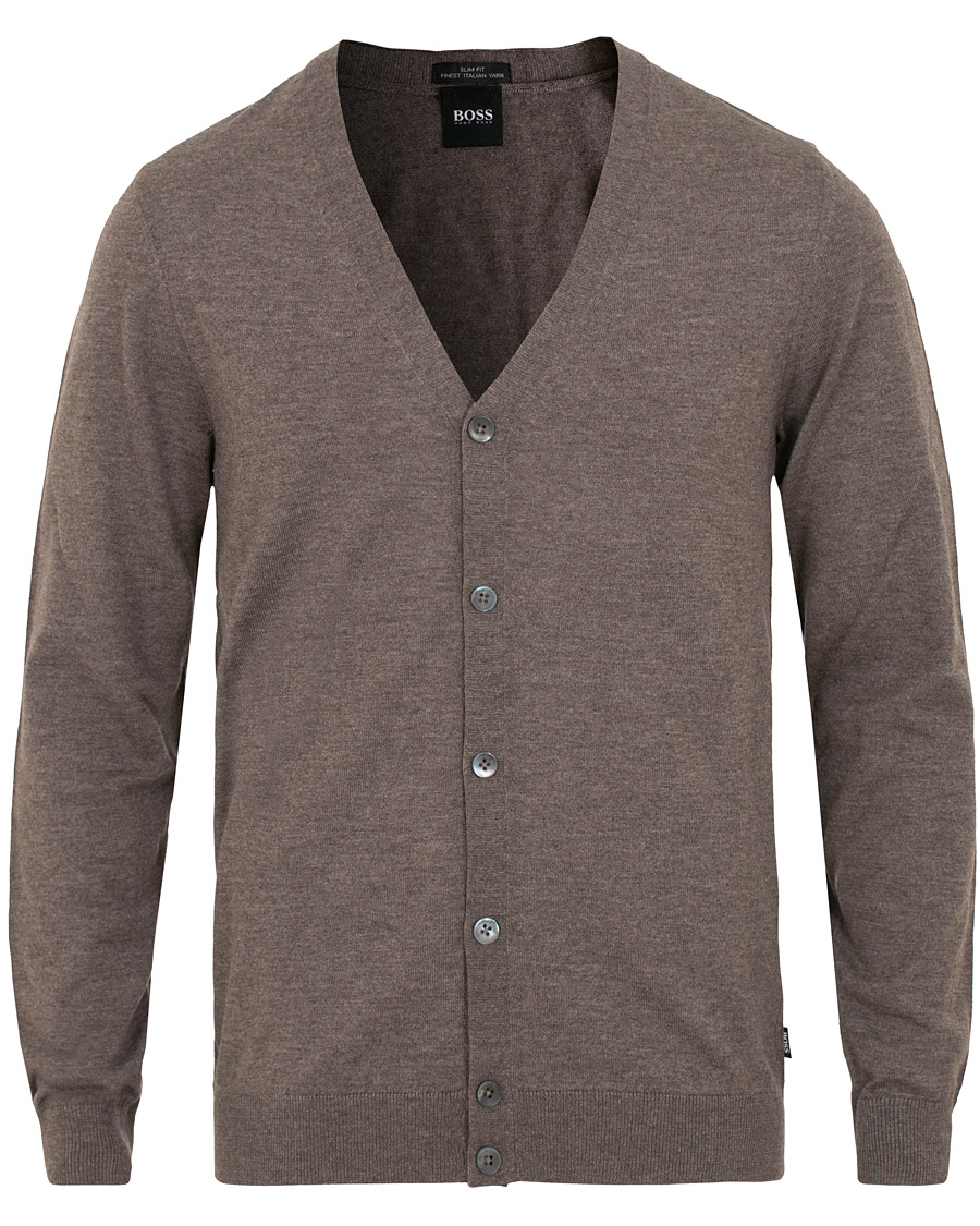 Heren | Truien | BOSS BLACK | Boss Mardon Merino Wool Cardigan Brown Melange