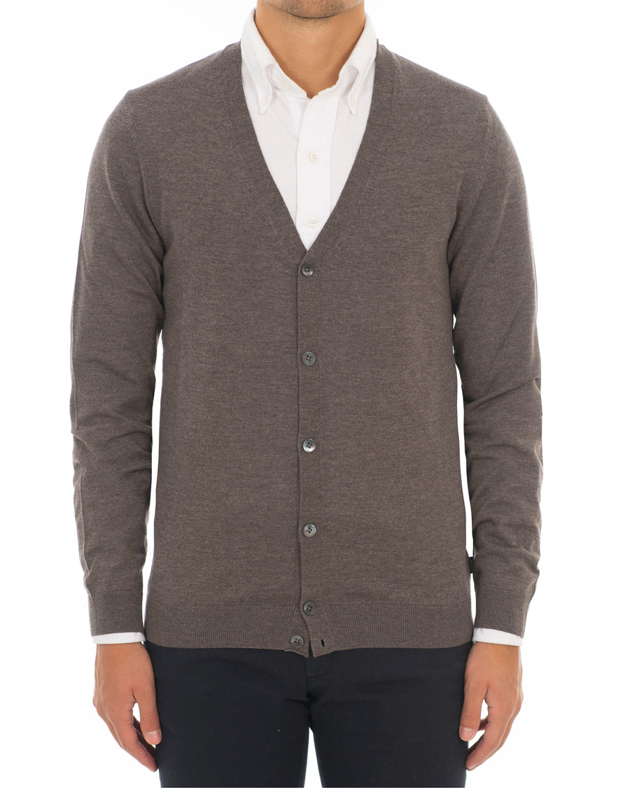 Heren | Truien | BOSS BLACK | Boss Mardon Merino Wool Cardigan Brown Melange