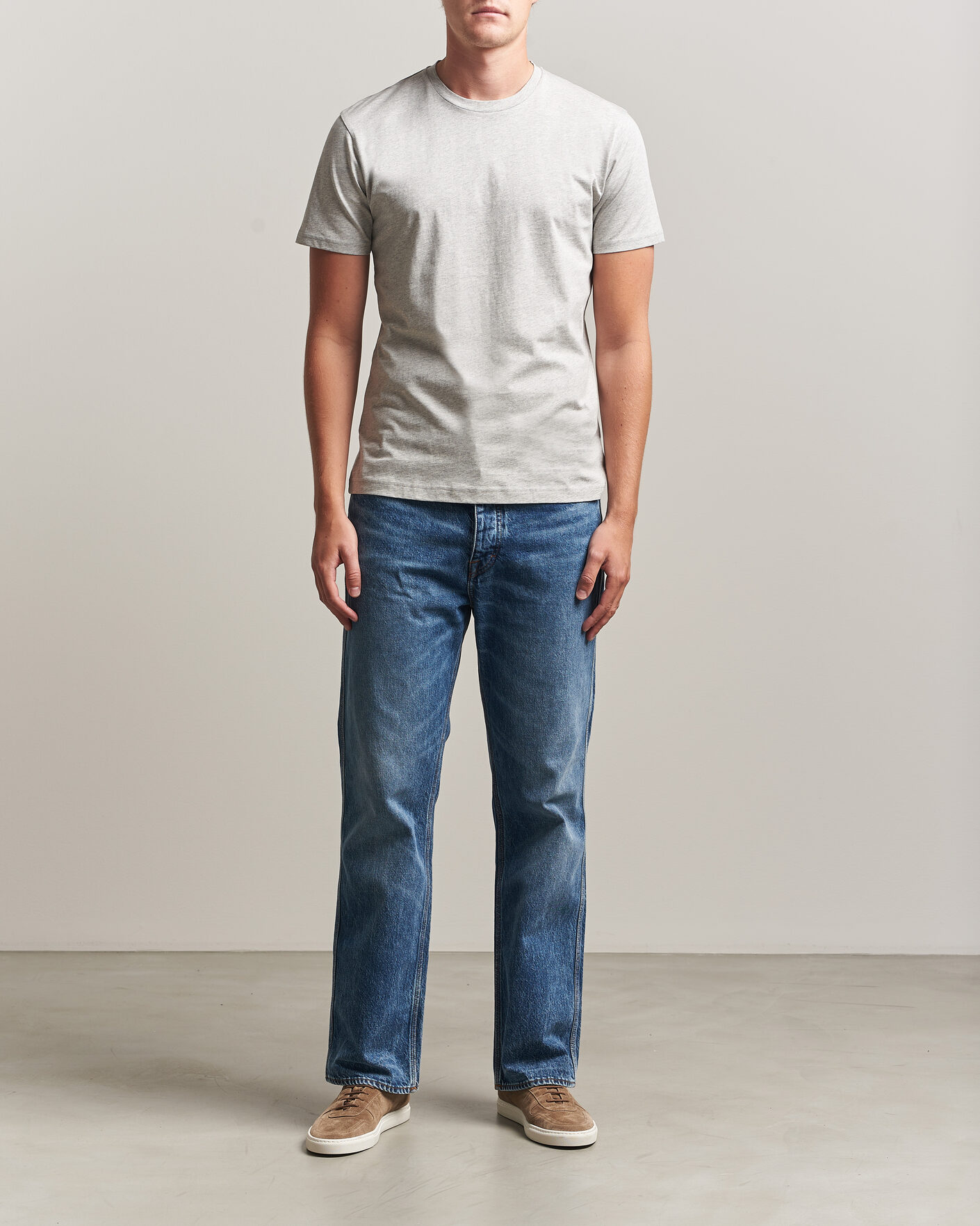 Heren | T-shirts | Sunspel | Riviera Midweight T-Shirt Grey Melange