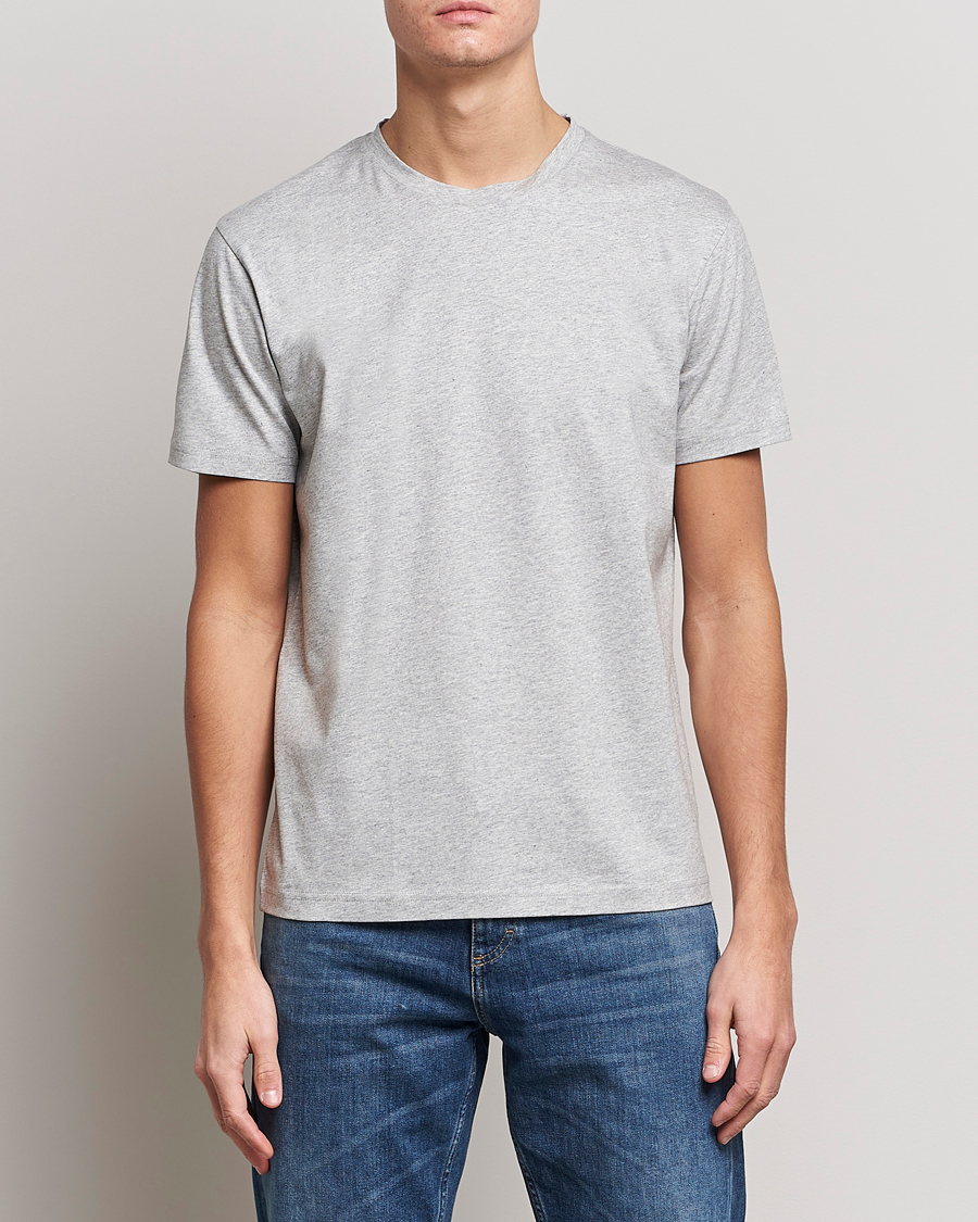 Heren | T-shirts met korte mouwen | Sunspel | Riviera Midweight Tee Grey Melange