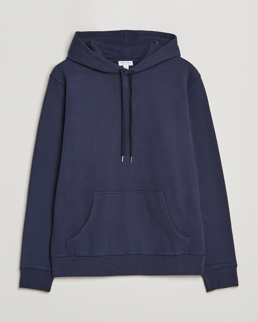 Heren | Truien | Sunspel | Loopback Hoodie Navy