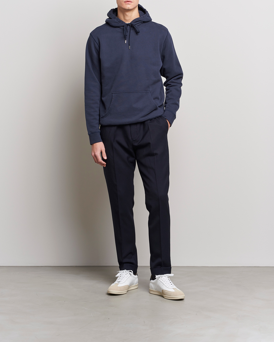 Heren | Truien | Sunspel | Loopback Hoodie Navy