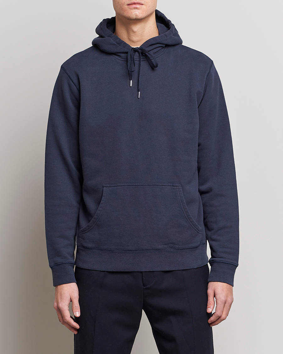 Heren | Hoodies | Sunspel | Loopback Hoodie Navy