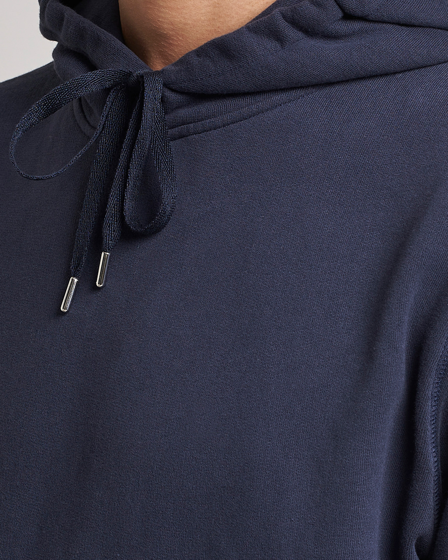 Heren | Truien | Sunspel | Loopback Hoodie Navy