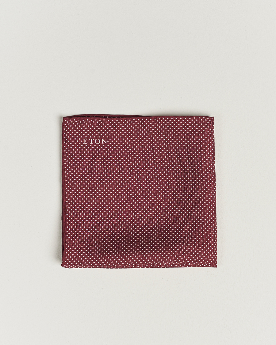 Heren | Pochets | Eton | Silk Polka Dot Pocket Square Wine