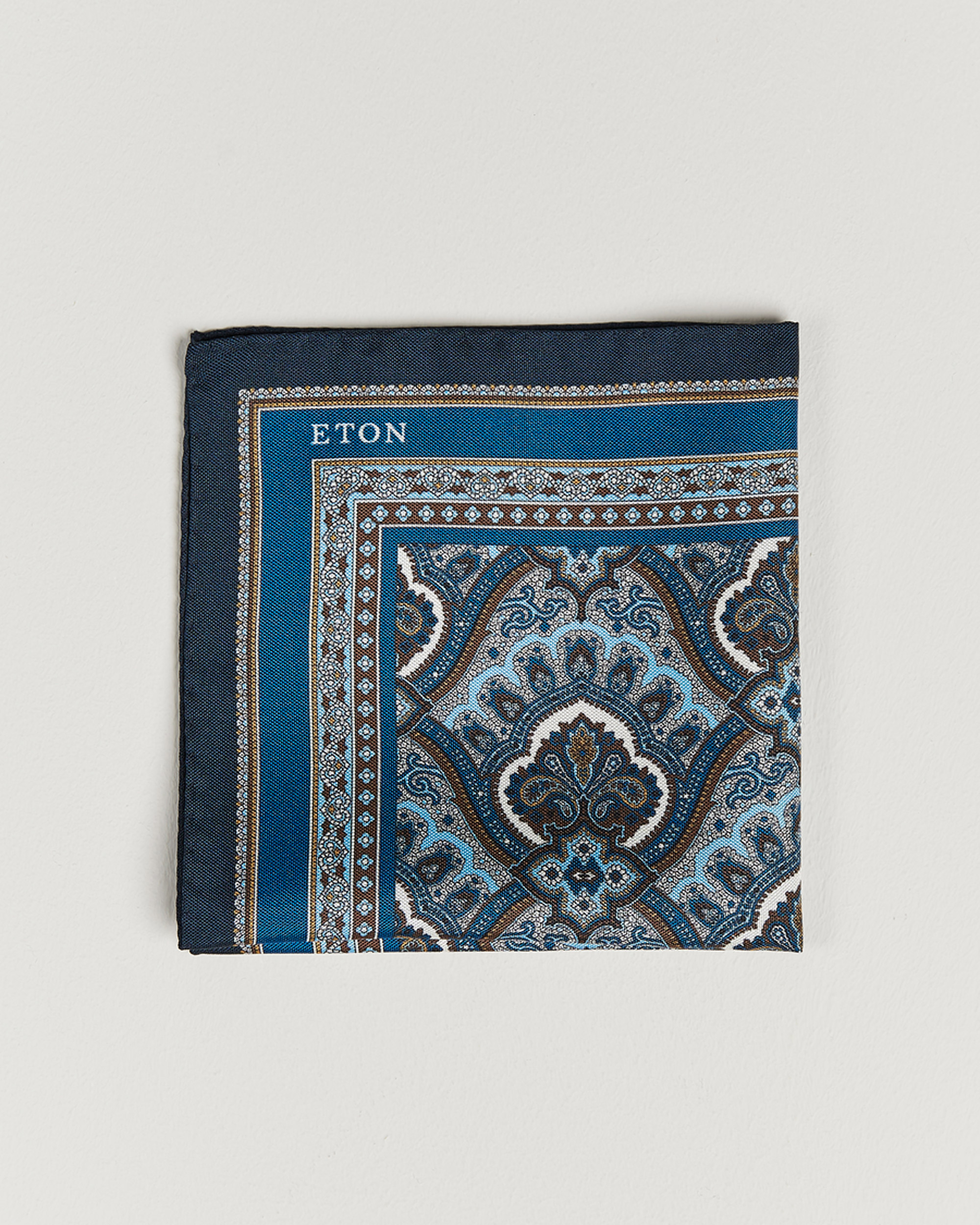Heren | Pochets | Eton | Silk Paisley Print Pocket Square Blue