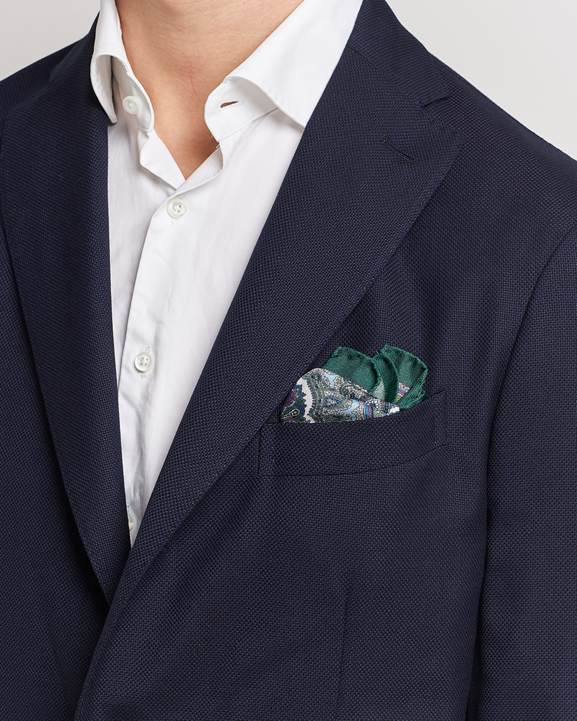 Heren | Eton | Eton | Silk Paisley Print Pocket Square Green