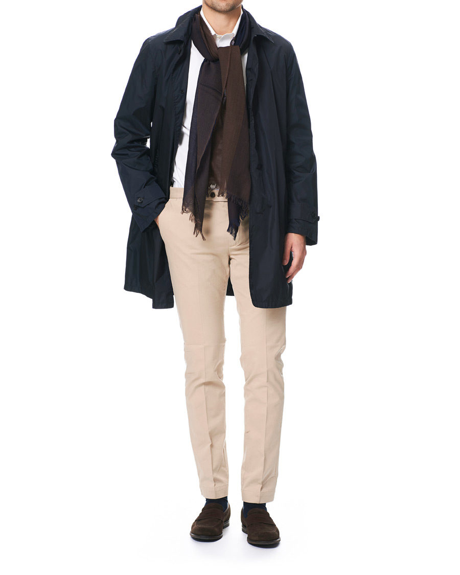 Heren | Eton Merino Wool Block Coloured Scarf Blue | Eton | Merino Wool Block Coloured Scarf Blue