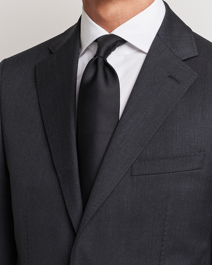 Heren | Business & Beyond | Eton | Silk Basket Weave Tie Faded Black