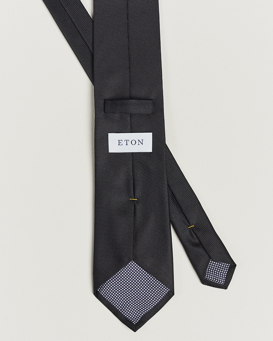 Heren | Eton Silk Basket Weave Tie Faded Black | Eton | Silk Basket Weave Tie Faded Black