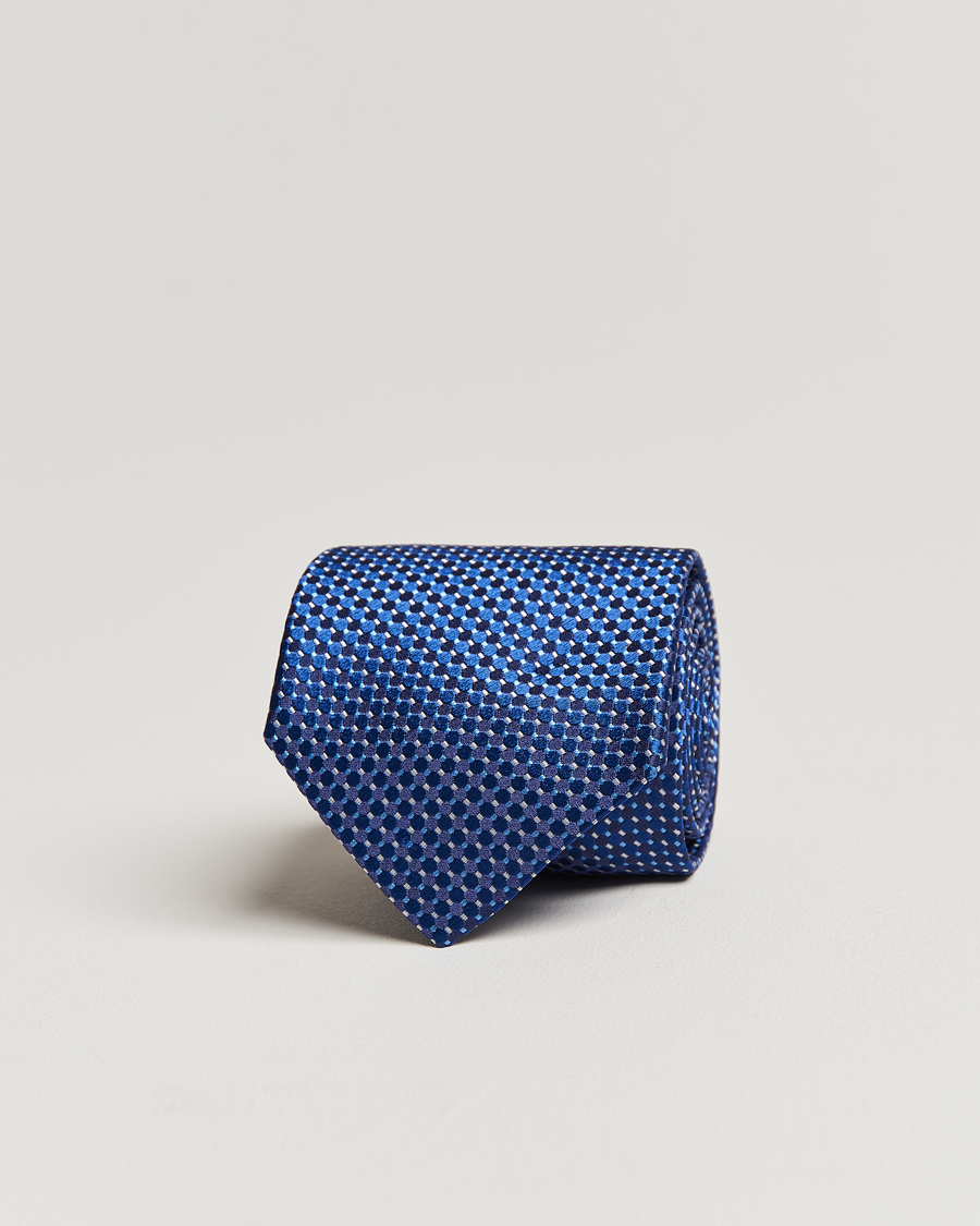 Heren | Stropdassen | Eton | Silk Geometric Weave Tie Navy