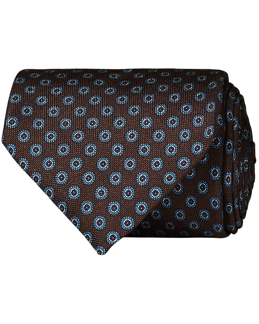 Heren | Eton Silk Geometric Print Tie Brown | Eton | Silk Geometric Print Tie Brown