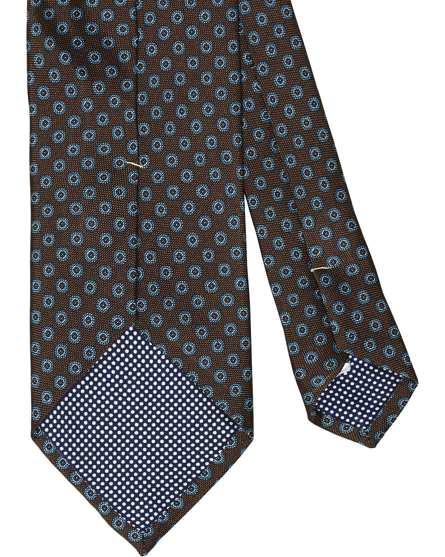 Heren | Eton Silk Geometric Print Tie Brown | Eton | Silk Geometric Print Tie Brown