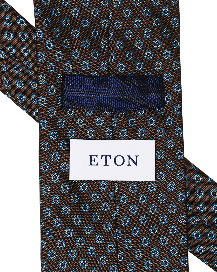 Heren | Eton Silk Geometric Print Tie Brown | Eton | Silk Geometric Print Tie Brown