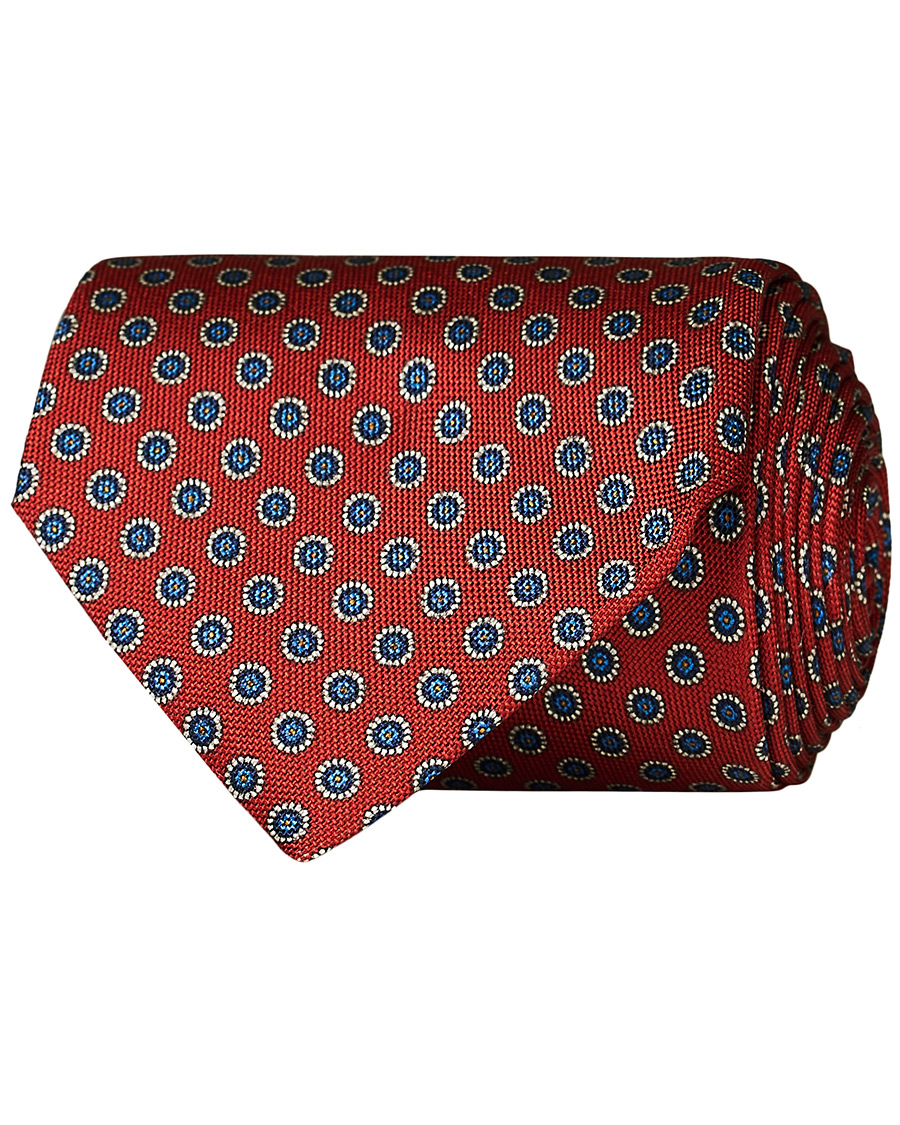 Heren | Eton Silk Geometric Print Tie Red | Eton | Silk Geometric Print Tie Red