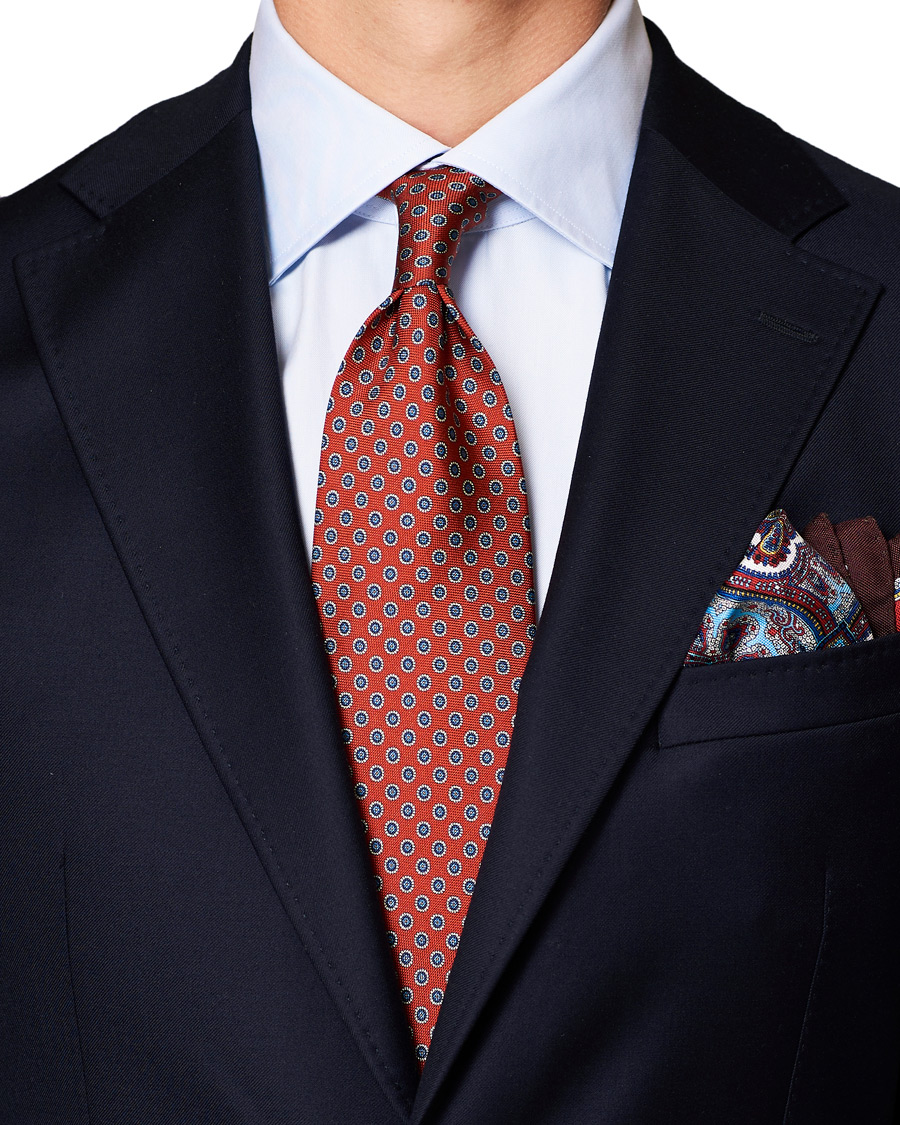 Heren | Eton Silk Geometric Print Tie Red | Eton | Silk Geometric Print Tie Red