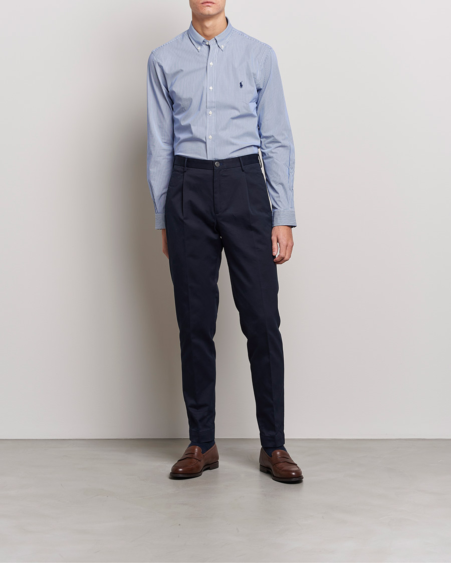 Heren | Overhemden | Polo Ralph Lauren | Slim Fit Thin Stripe Poplin Shirt Blue/White