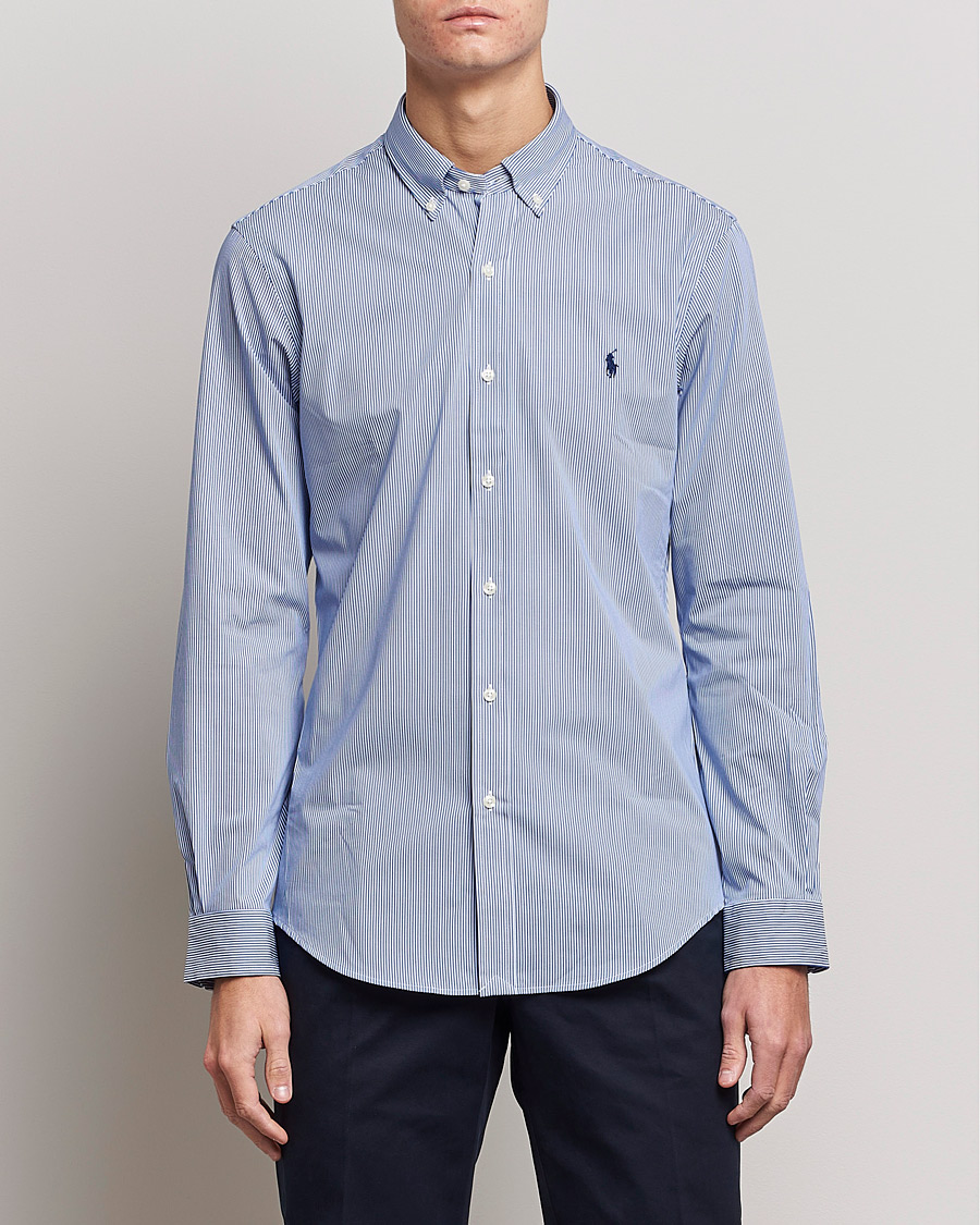 Heren | Casual overhemden | Polo Ralph Lauren | Slim Fit Thin Stripe Poplin Shirt Blue/White