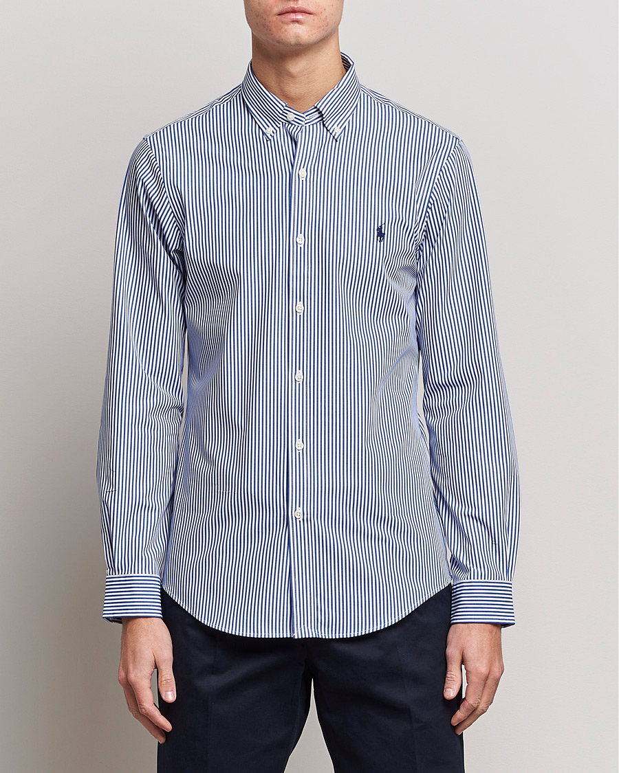 Heren | Casual | Polo Ralph Lauren | Slim Fit Big Stripe Poplin Shirt Blue/White