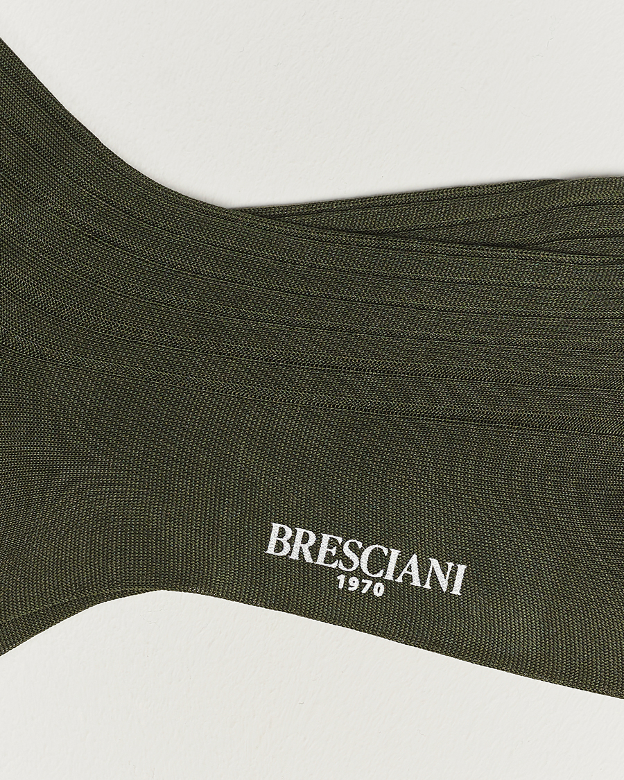 Heren | Bresciani | Bresciani | Cotton Ribbed Short Socks Olive Green