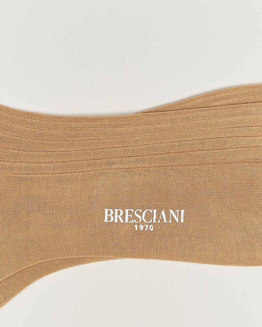 Heren | Italian Department | Bresciani | Cotton Ribbed Short Socks Light Khaki