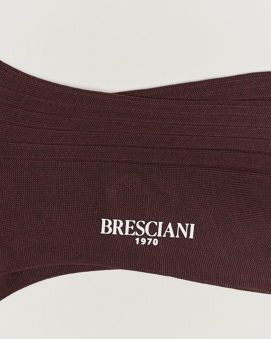 Heren | Formal Wear | Bresciani | Cotton Ribbed Short Socks Burgundy