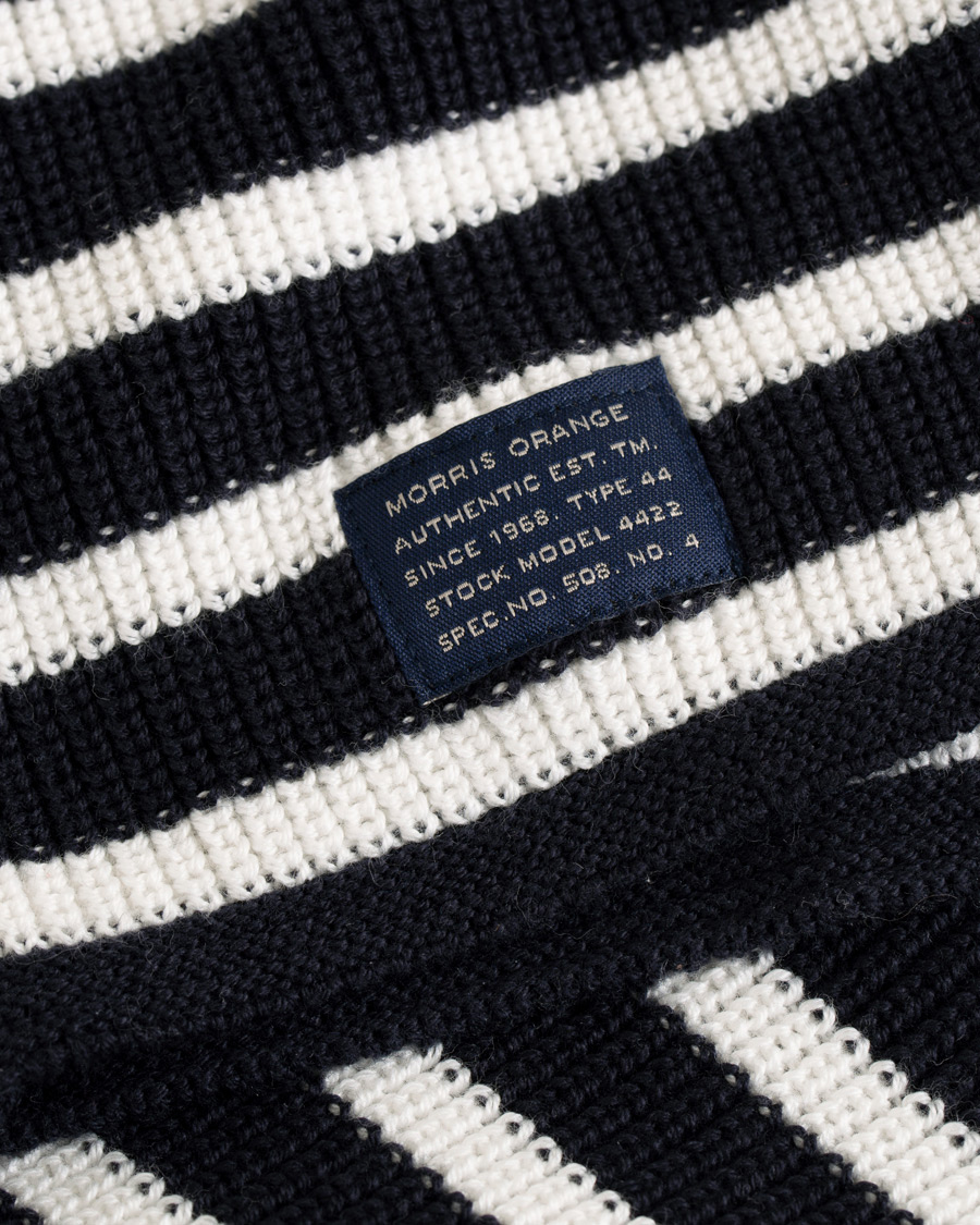 Heren | Truien | Morris | Calton Stripe O-Neck White/Navy