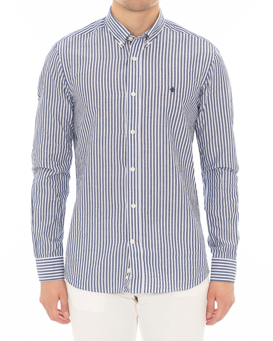 Heren | Overhemden | Morris | Nolan Stripe Button Down Shirt White/Navy