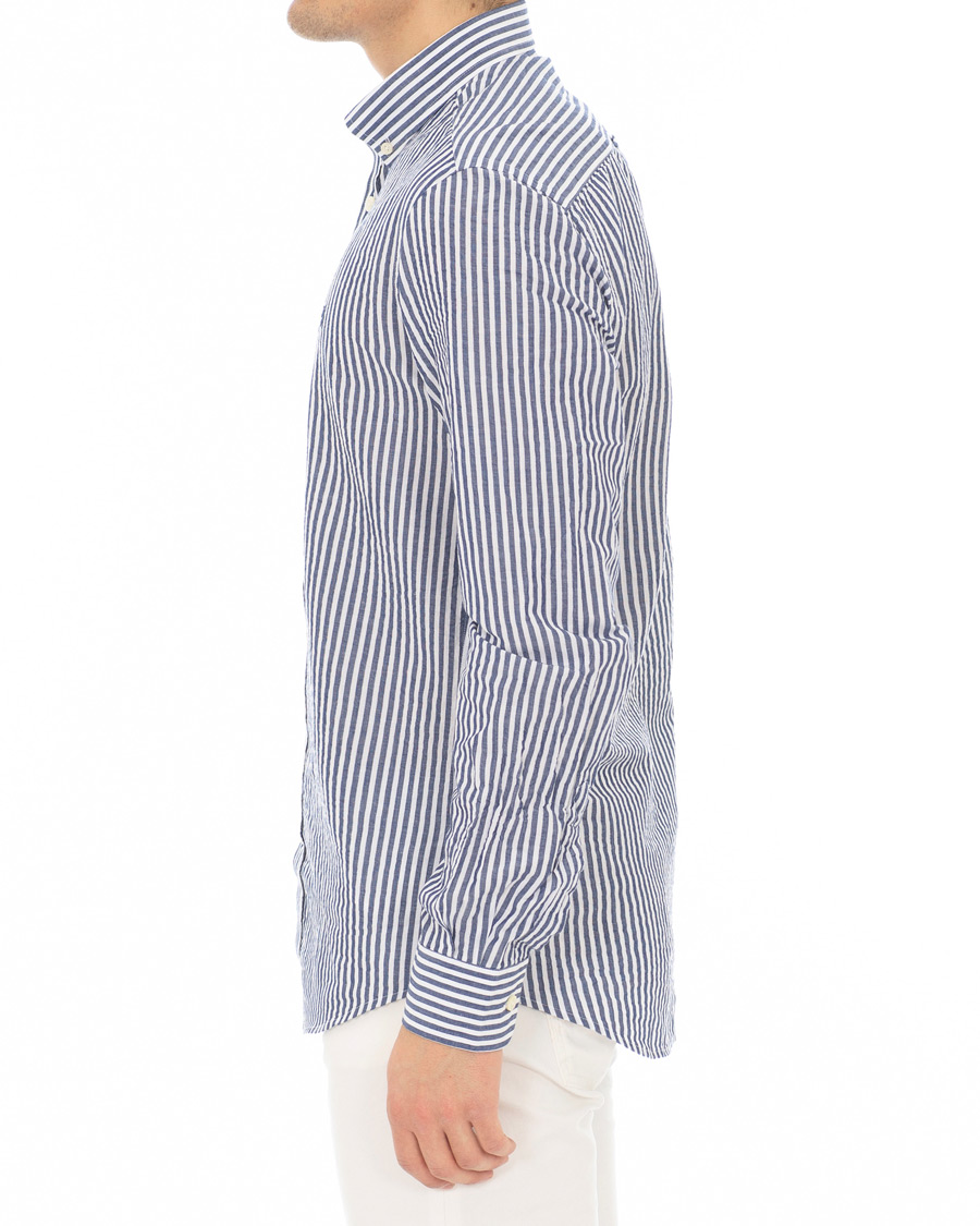 Heren | Overhemden | Morris | Nolan Stripe Button Down Shirt White/Navy