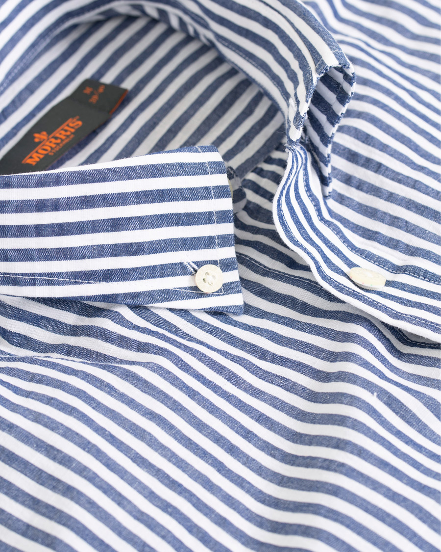 Heren | Overhemden | Morris | Nolan Stripe Button Down Shirt White/Navy