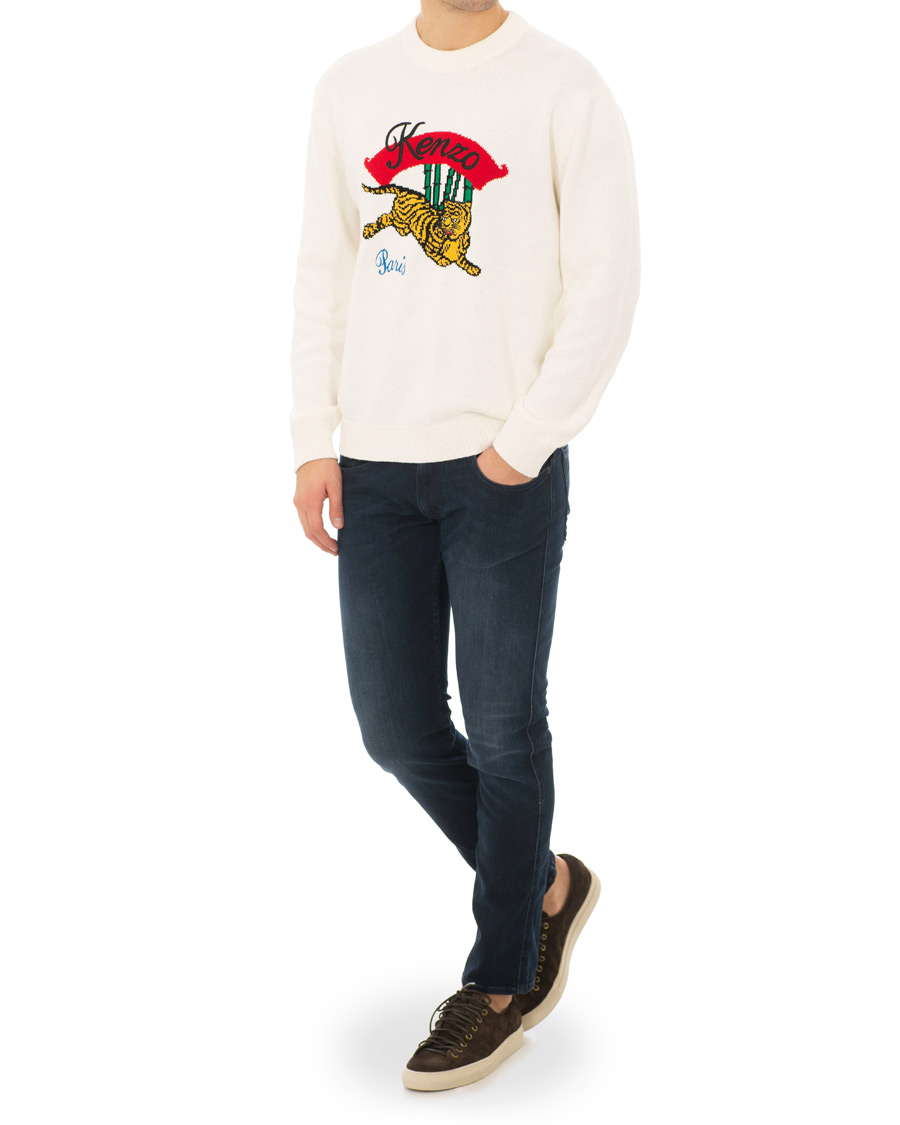 Heren | Truien | KENZO | Jumping Bamboo Tiger Knitted Crew Neck White
