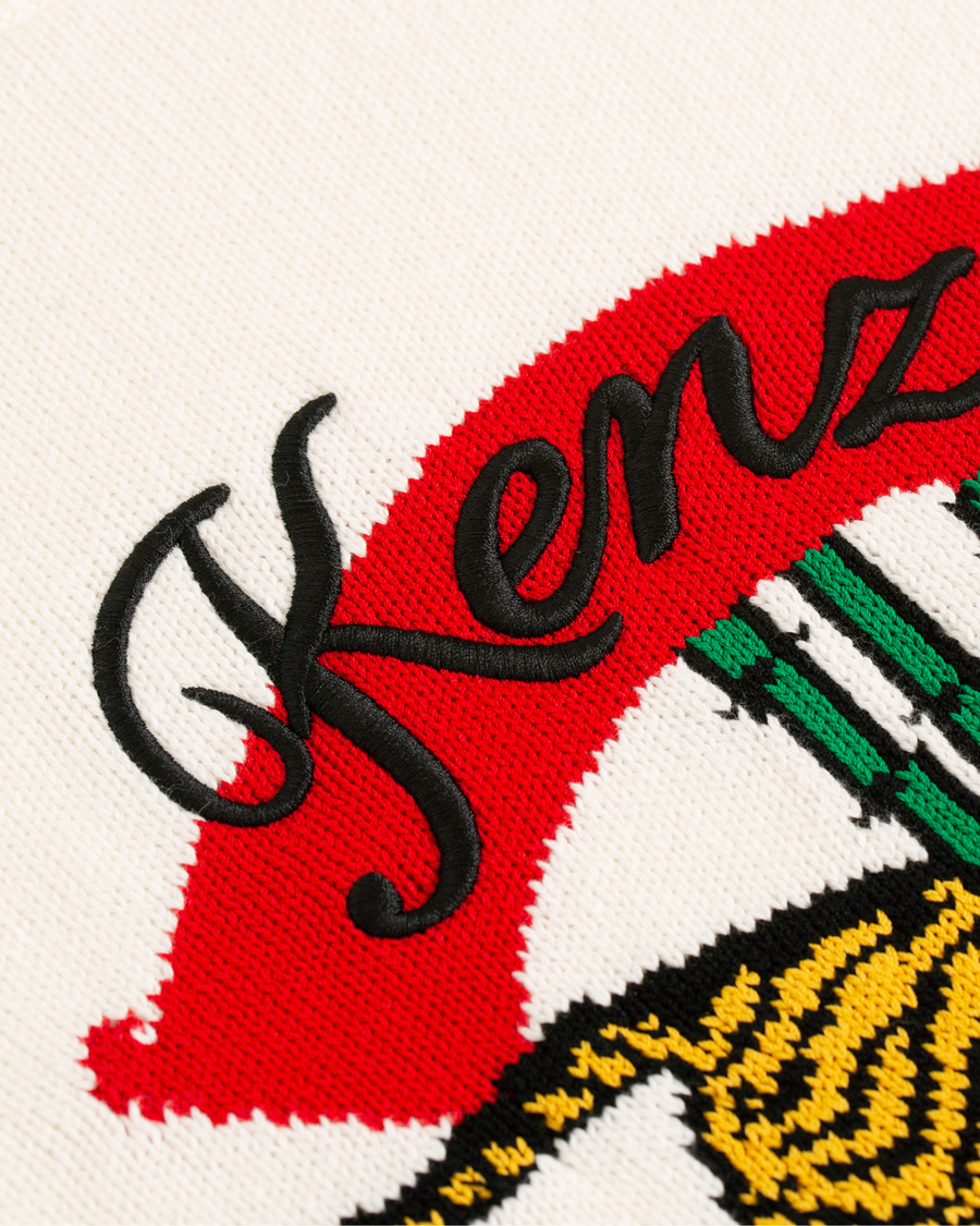Heren | Truien | KENZO | Jumping Bamboo Tiger Knitted Crew Neck White